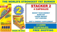 2 STACKER Two WORLD&rsquo;S STRONGEST FAT BURNER DIET 3 TIMES ENERGY 2×4= (8 Capsules)