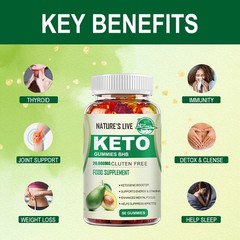 Keto Gummies Ketone Advanced Weight Loss Fat Burner Dietary Supplement, 60 Gummy