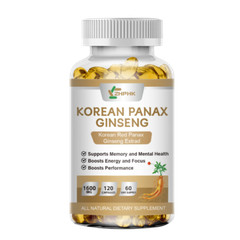 Korean Red Panax Ginseng – 120 Capsules – Extra Strength 1600mg Highest Potency