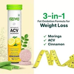 OZiva ACV Moringa | Control Cravings I Apple Cider Vinegar, Cinnamon15 Tab (8pc)